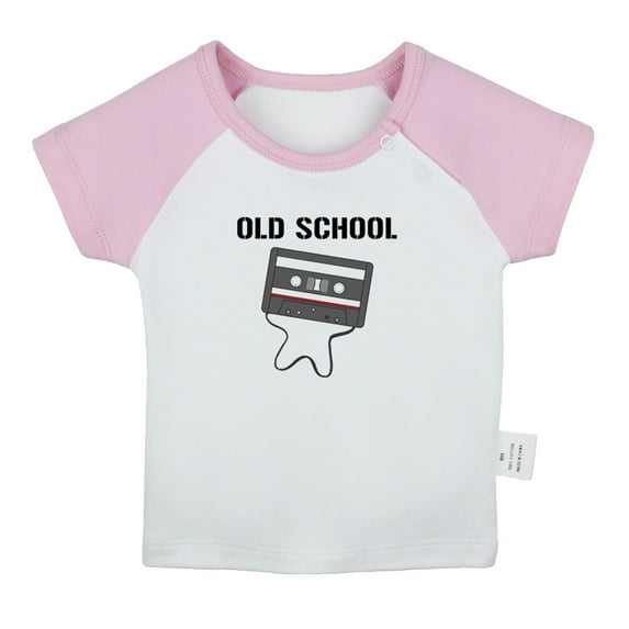 Old School Funny T shirt For Baby, Newborn Babies T-shirts, Infant Tops, 0-24M Kids Graphic Tees Clothing (Short Pink Raglan T-shirt, 0-6 Months)