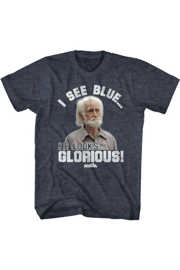 Old School Glorious Navy Heather Adult T-Shirt