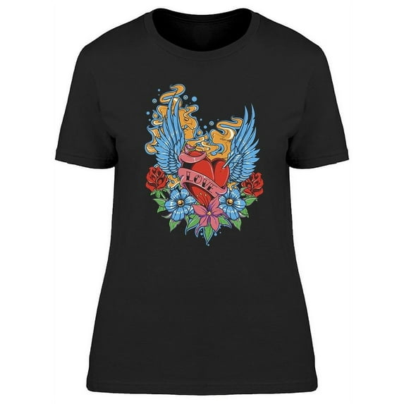 Old School Heart Tattoo Design T-Shirt Women -Image by Shutterstock, Female Small