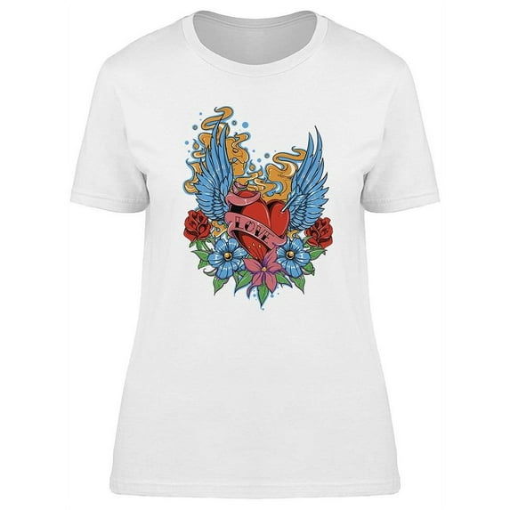 Old School Heart Tattoo Design T-Shirt Women -Image by Shutterstock, Female x-Large