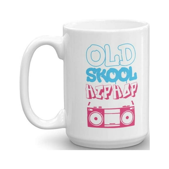Old School Hip Hop Distressed 90s Radio Cassette Graffiti Coffee & Tea Gift Mug, Gifts, Mugs and Accessories for Hiphop Boys, Girls, Men & Women (15oz)