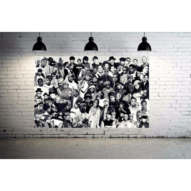 Old School Hip Hop Legends Rap Stars Collage Huge piece of art Run DMC ...