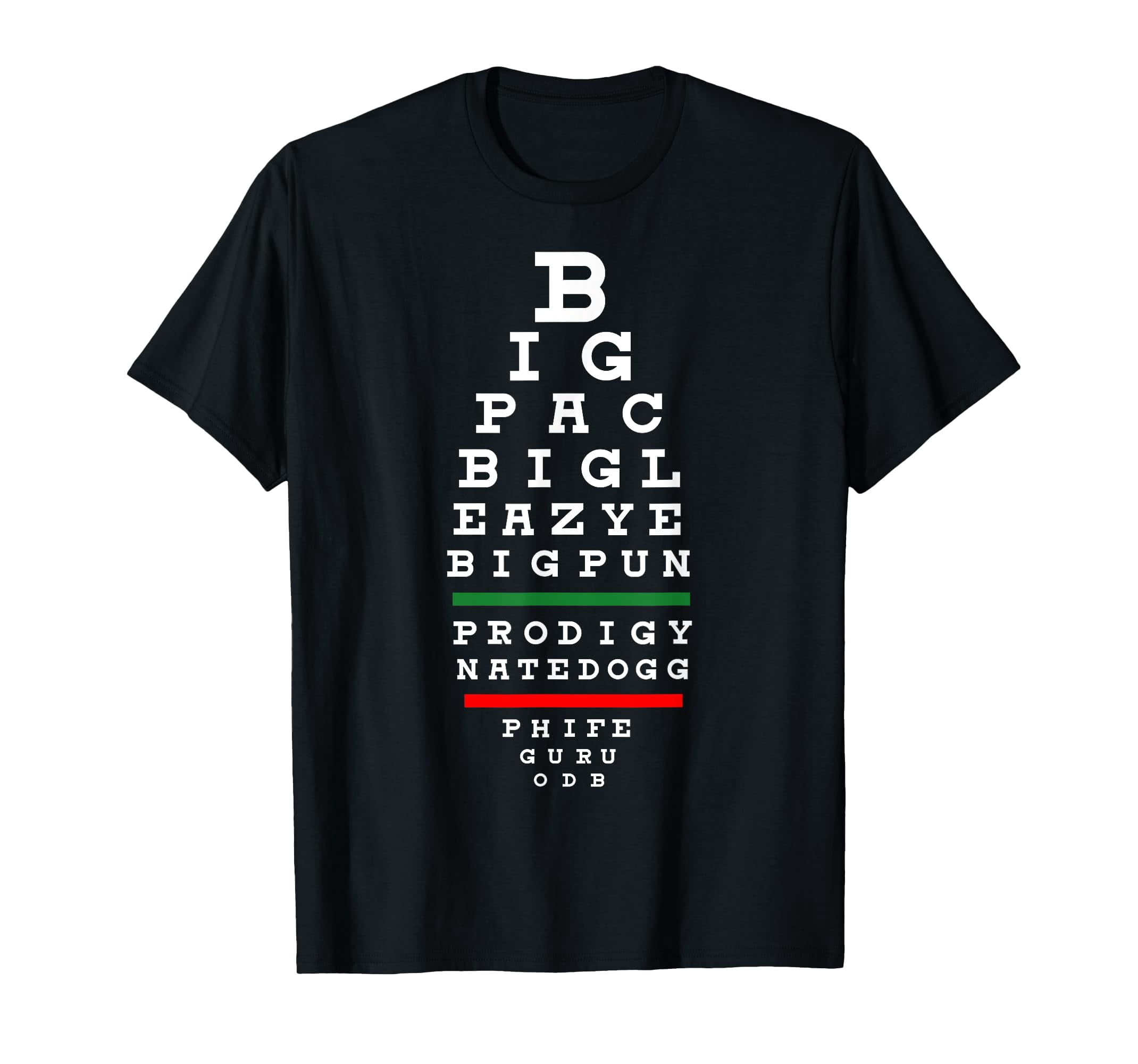 Old School Hip Hop Music Rap Legends Eye Chart 90s HipHop TShirt