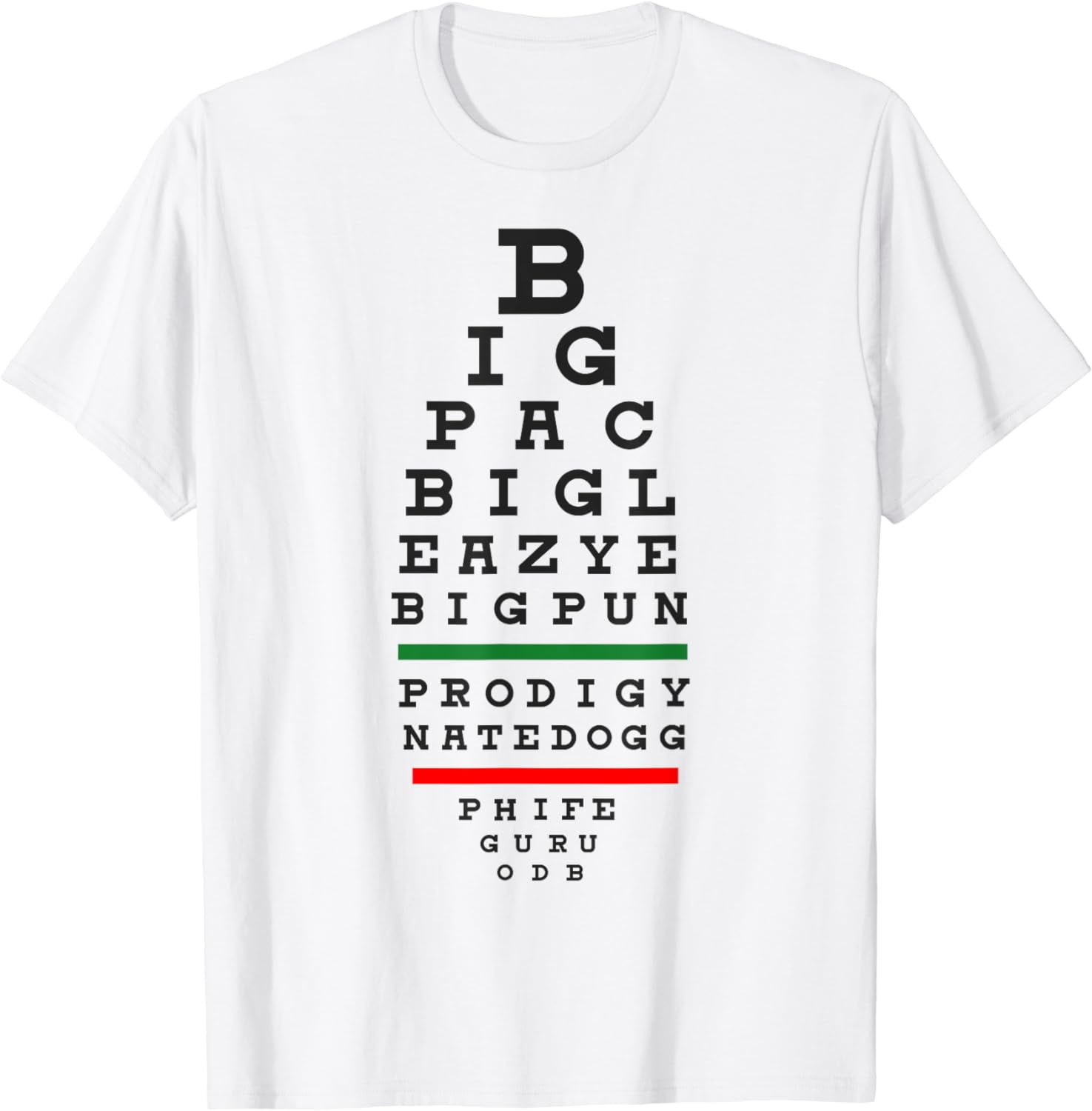 Old School Hip Hop Music Rap Legends Eye Chart 90s Hip-Hop T-Shirt 