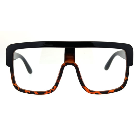 Old School Hip Hop Nerdy Thick Plastic Flat Top Racer Eyeglasses Black Tortoise