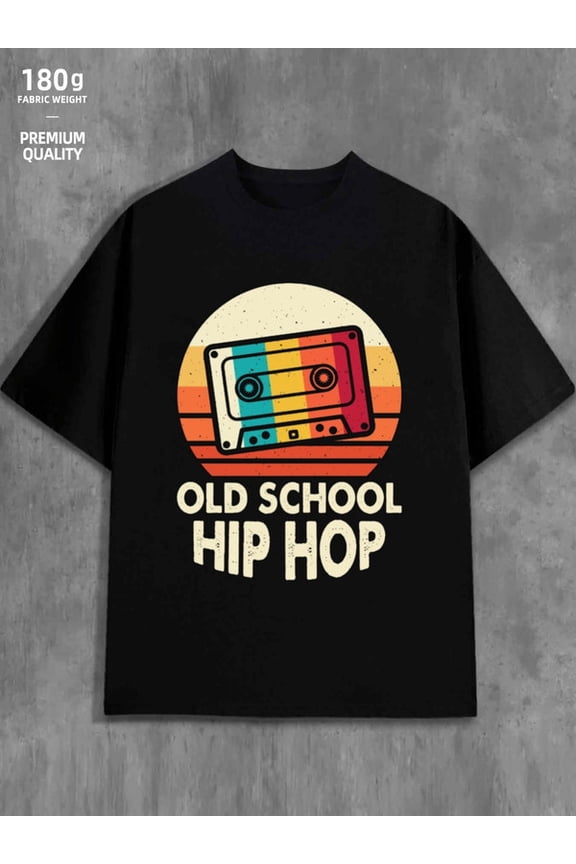 Old School Hip Hop mens 180G 100% Cotton black Retro Unisex Shirt Printed tshirts Funny Unisex Shirt Graphic tshirts Casual Unisex Shirt Cotton tshirts Casual Unisex Shirt Printed tshirts