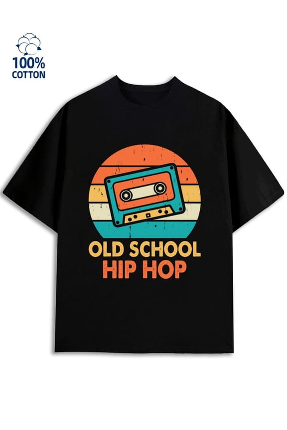 Old School Hip Hop mens funny humor 180G 100% Cotton black funny humor husband Fashion Unisex Shirt Crewneck tshirts Casual Unisex Shirt Graphic Tee tshirts Basic Unisex Shirt Printed tshirts