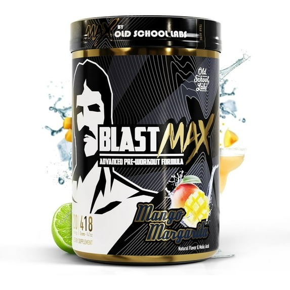 BLAST MAX – High-Stim Pre-Workout Powder – Highly Acclaimed Fully Stacked Pre Workout Energy Drink for Max Endurance, Max Pumps, Max Focus, and Max Power – Sugar-Free Mango Margarita Flavor – 418g