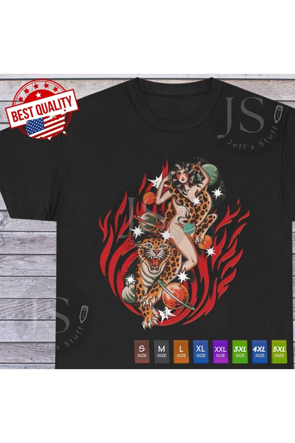 Old School Leopard Girl T Shirt Tattoo Retro Vintage Clothing Classic Tee Gift