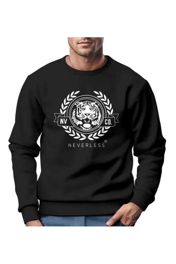 Old School Lettering Tiger Graphic Print Fashion Pullover Sweatshirt for Men & Women, up to Size 5XL