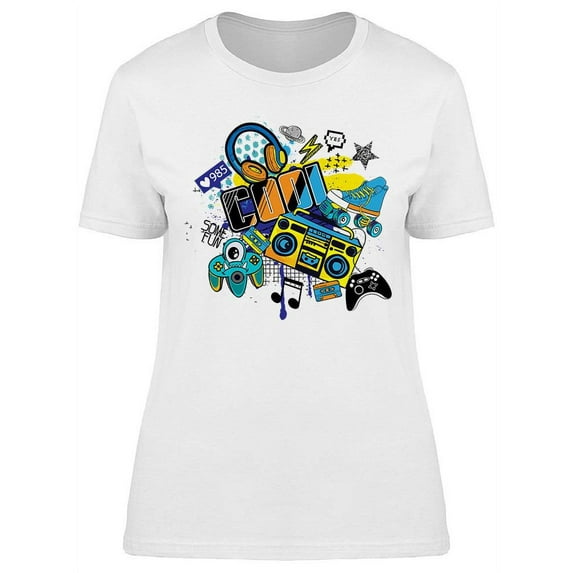 Old School Music Stuff T-Shirt Women -Image by Shutterstock, Female Medium