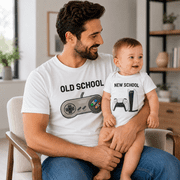 Old School New School Matching Shirts, Gamer Dad And Baby Outfit, Father Son Gaming Shirt, Funny Fathers Day Gift