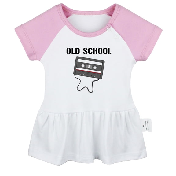 Old School Novelty Dresses For Baby, Newborn Babies Skirts, Infant Princess Dress, 0-24M Kids Graphic Clothes (Pink Raglan Dresses, 12-18 Months)