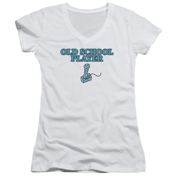 - Old School Player - Juniors Cap Sleeve V-Neck Shirt - Medium