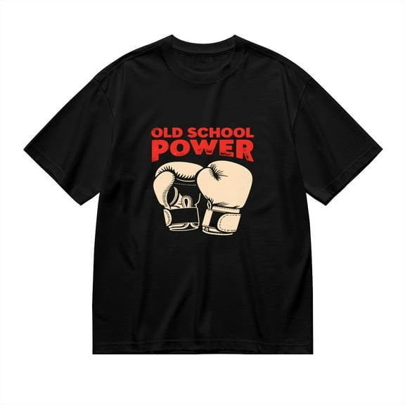 Old School Power, Boxing Glove Print 1, Vintage T Shirt, Cotton T-Shirt for Men, 23611221,S