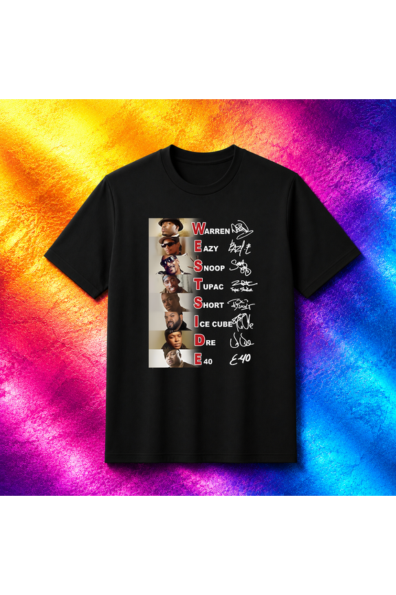 Old School Rappers Westside Signatures Hip Hop Legend Portrait Unisex T-Shirt V61278, S-5XL