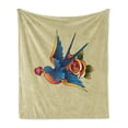 thumbnail image 1 of Old School Soft Flannel Fleece Throw Blanket, Retro Tattoo Design Like Graphic Heart in Bird's Beak and Rose, Cozy Plush for Indoor and Outdoor Use, 50" x 60", Multicolor, by Ambesonne, 1 of 5