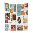 thumbnail image 1 of Old School Soft Flannel Fleece Throw Blanket, Vintage Electronics Graphic Telephone Radio Fringe Owen Typewriter Television, Cozy Plush for Indoor and Outdoor Use, 50" x 70", Multicolor, by Ambesonne, 1 of 5