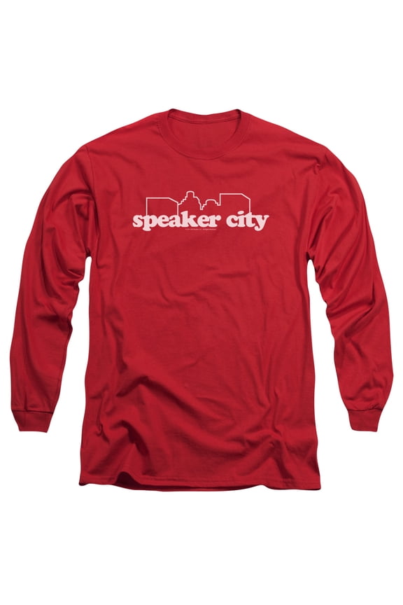 Old School Speaker City Logo Long Sleeve Adult 18/1 T-Shirt Red