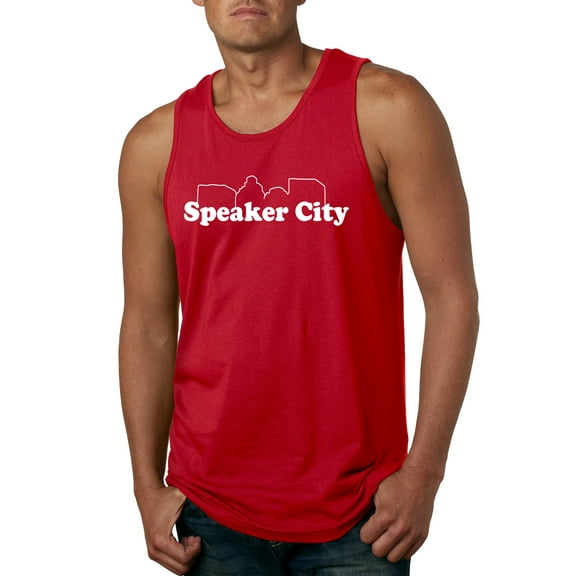 Old School Speaker City Movie Pop Culture Mens Graphic Tank Top, Red, X-Large