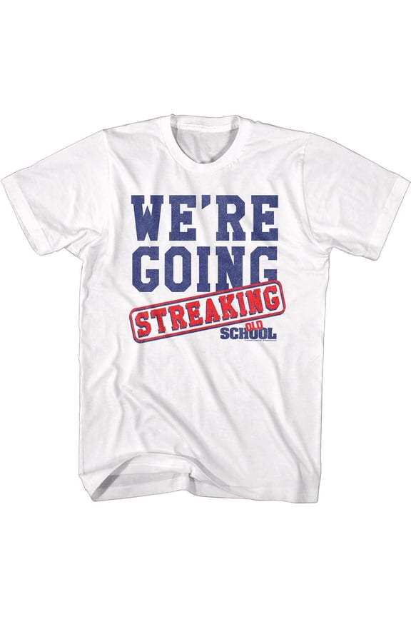 Old School Streaking White Adult T-Shirt