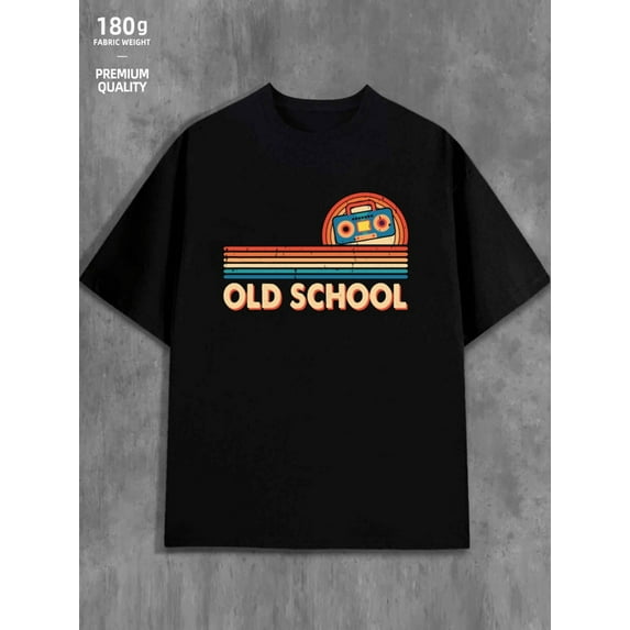 Old School Tape for men 180G 100% Cotton black Basic Unisex Shirt Graphic Tee tshirts Trendy Unisex Shirt Short Sleeve tshirts Original Unisex Shirt Graphic Tee tshirts