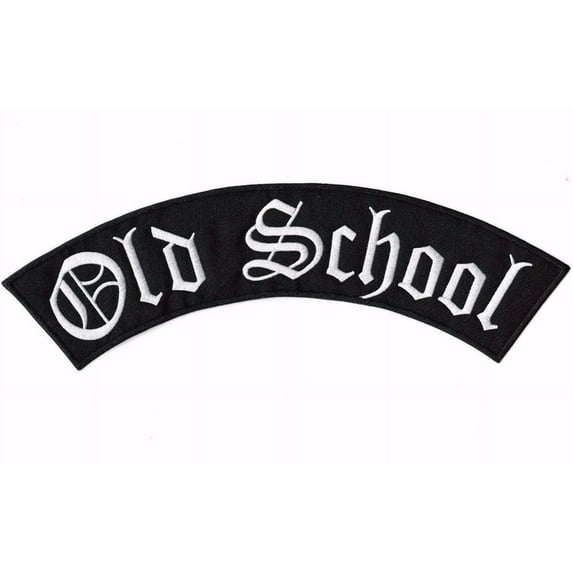 Old School Top Rocker (12" x 2.5") | Large Embroidered Motorcycle Custom Patch Iron On - by Nixon Thread Co.