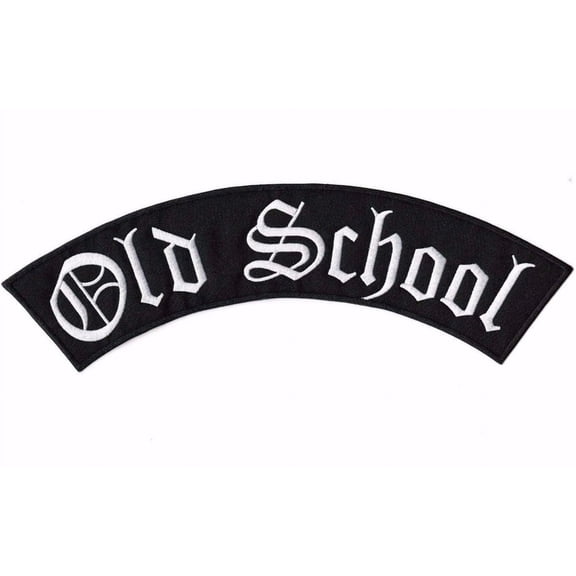 Old School Top Rocker (12" x 2.5") | Large Embroidered Motorcycle Custom Patch Iron On - by Nixon Thread Co.