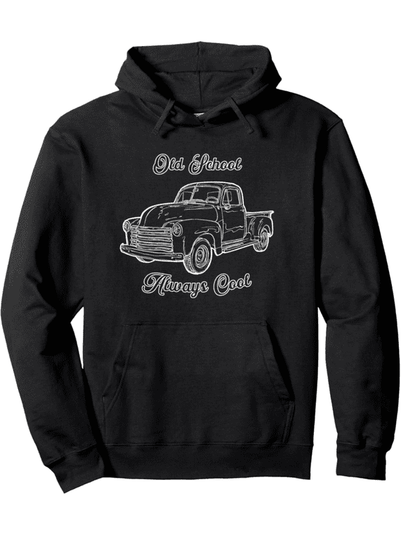 Old School Truck, Vintage, Classic Car Pullover Hoodie, Trendy Cotton Hooded Sweatshirt, Street Style Sweatshirt, Crew Neck Sweatshirt, 3XL Unisex Hoodie