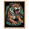 thumbnail image 1 of Old School USA Tattoo Ink Body Art Ferocious Tiger Rockabilly Americana 50s Art Print Framed Poster Wall Decor 12x16 inch, 1 of 5