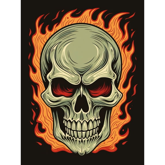 Old School USA Tattoo Ink Body Art Skull Flames Rockabilly Americana 50s Unframed Wall Art Print Poster Home Decor Premium