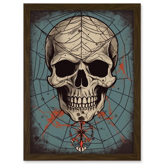 Old School USA Tattoo Ink Body Art Skull Spider Rockabilly Americana 50s Artwork Framed Wall Art Print A4