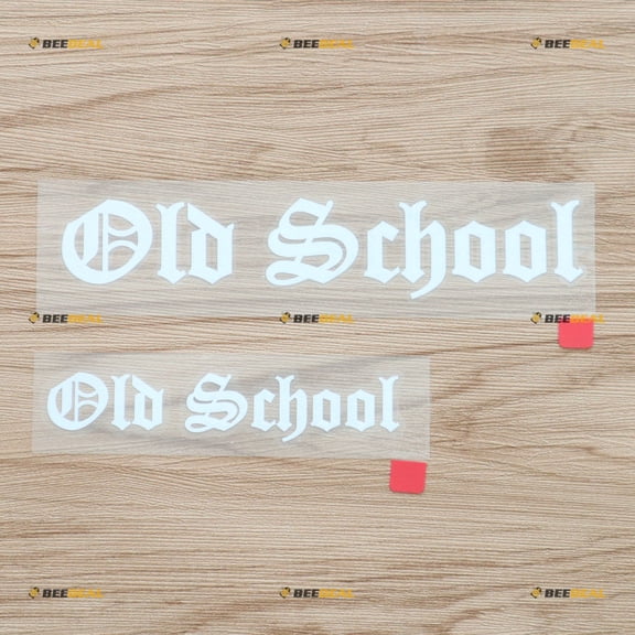 Old School Words Vintage Retro Decal Vinyl Sticker - 2 Pack White, 4 Inches, 6 Inches - Die Cut No Background for Car Boat Laptop Cup Phone Style C