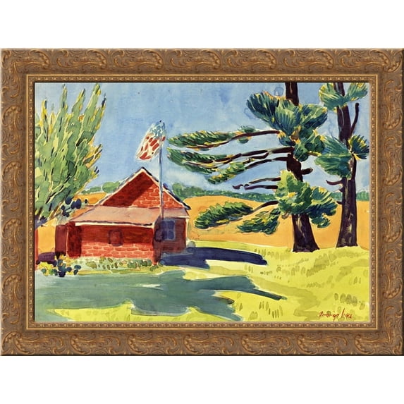 Old Schoolhouse, Ryders 24x18 Gold Ornate Wood Framed Canvas Art by George Luks