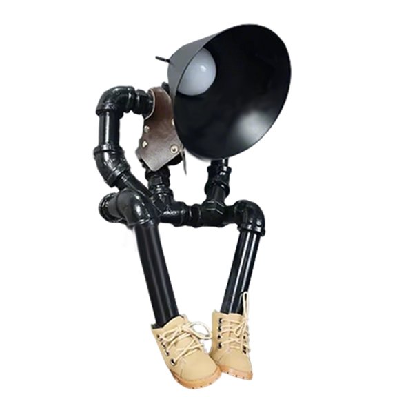 Old-Silver Cowboy Night Lamp Industrial Punk Desk Ornament, Bedroom Ambient Light