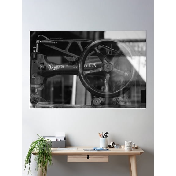 Old Singer Sewing Machine Poster Wall Art, Modern Wall Decor For Living Room Bedroom, 8x12 UNFRAMED