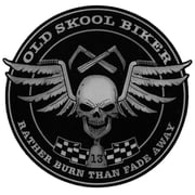 Old Skool Biker Skull Rather Burn Than Fade Away Patch