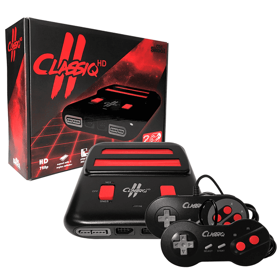 Old Skool Classiq 2 HD 720p Twin Video Game System, Black/Red Compatible with SNES/NES Nintendo and Super Nintendo Cartridges