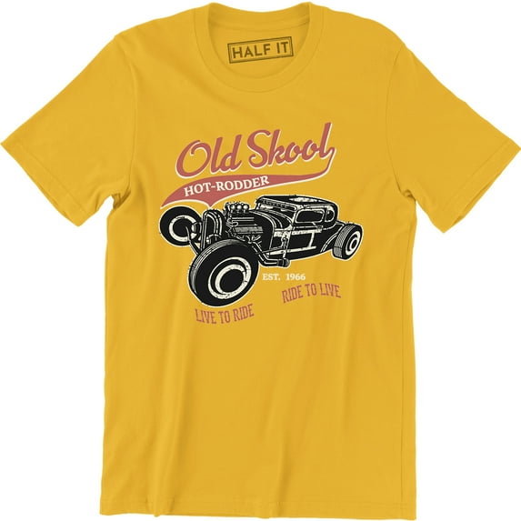 Old Skool Gear Head Live To Ride Hotrod Classic Car Speed Juniors Men T-Shirt