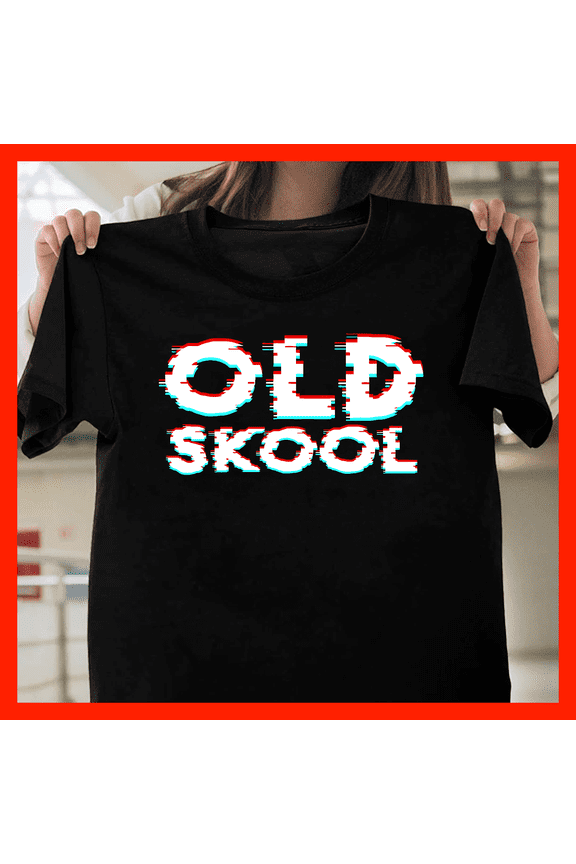 Old Skool Glitch Effect Typography T-Shirt - Retro 80s 90s Vintage Digital Art Style H647, for Unisex, Up to Size 5XL