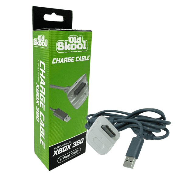 Old Skool XBox 360 Controller Charge Cable - White