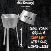 Old Smokey Grills Leg Extensions, Set of 3 Legs with Mounting Hardware, Raises Charcoal Grill Height for Easier Cooking