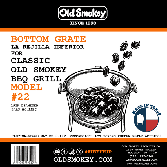 Old Smokey Steel Bottom Charcoal Grate