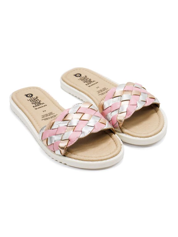 Girls Monarco Leather Slides, Copper \ Silver \ Pearlised Pink,32 EU (1 US) M US