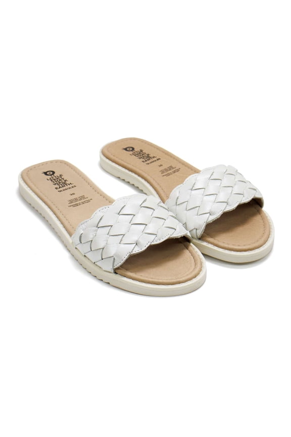 Girls Puff Leather Slides, Nacardo Blanco,33 EU (1.5 US) M US