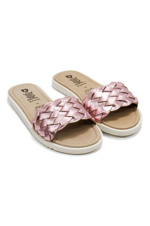 Girls Puff Leather Slides, Pink Frost,36 EU (4 US) M US