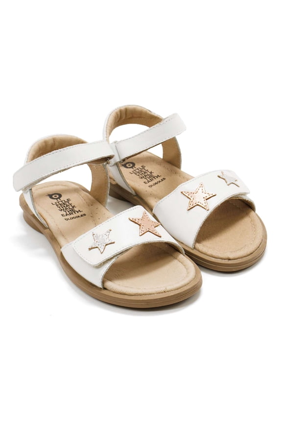 Toddlers Dazzle Adjustable Leather Sandals, Snow \ Silver \ Copper,25 EU (9 US) M US