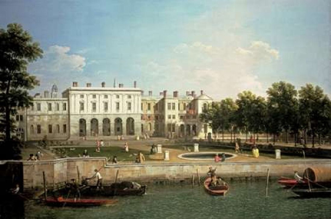 Old Somerset House From The River Thames London Canvas Art - Giovanni Antonio Canal (12 x 18)