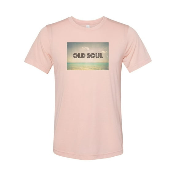 "Old Soul, Old Soul Shirt, Unisex T, Sublimation Tee, Vintage Shirt, Distressed, Gift For Her, Trendy Tees, Old Soul Tee, Gift For Him, Humor, Peach, 2XL"