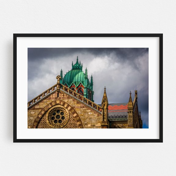 The Old South Church - Boston Massachusetts Photography Architecture Gothic Cityscape Travel Poster Cathedral Scenic Black Framed Wall Art Print 5 x 7 inches